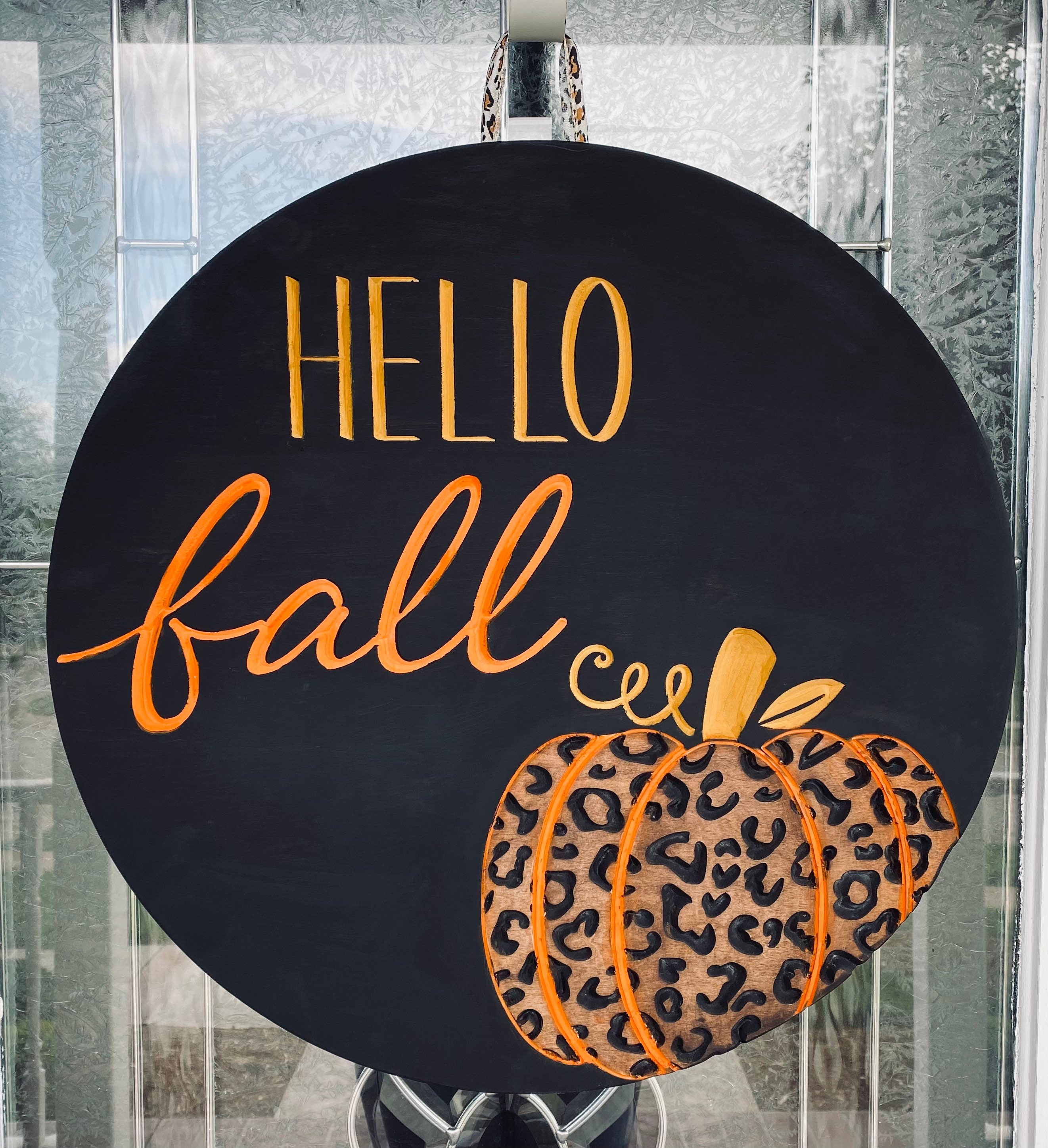 18 Hello Fall Hanger Large Cheetah Fall Hanger Circular - Etsy
