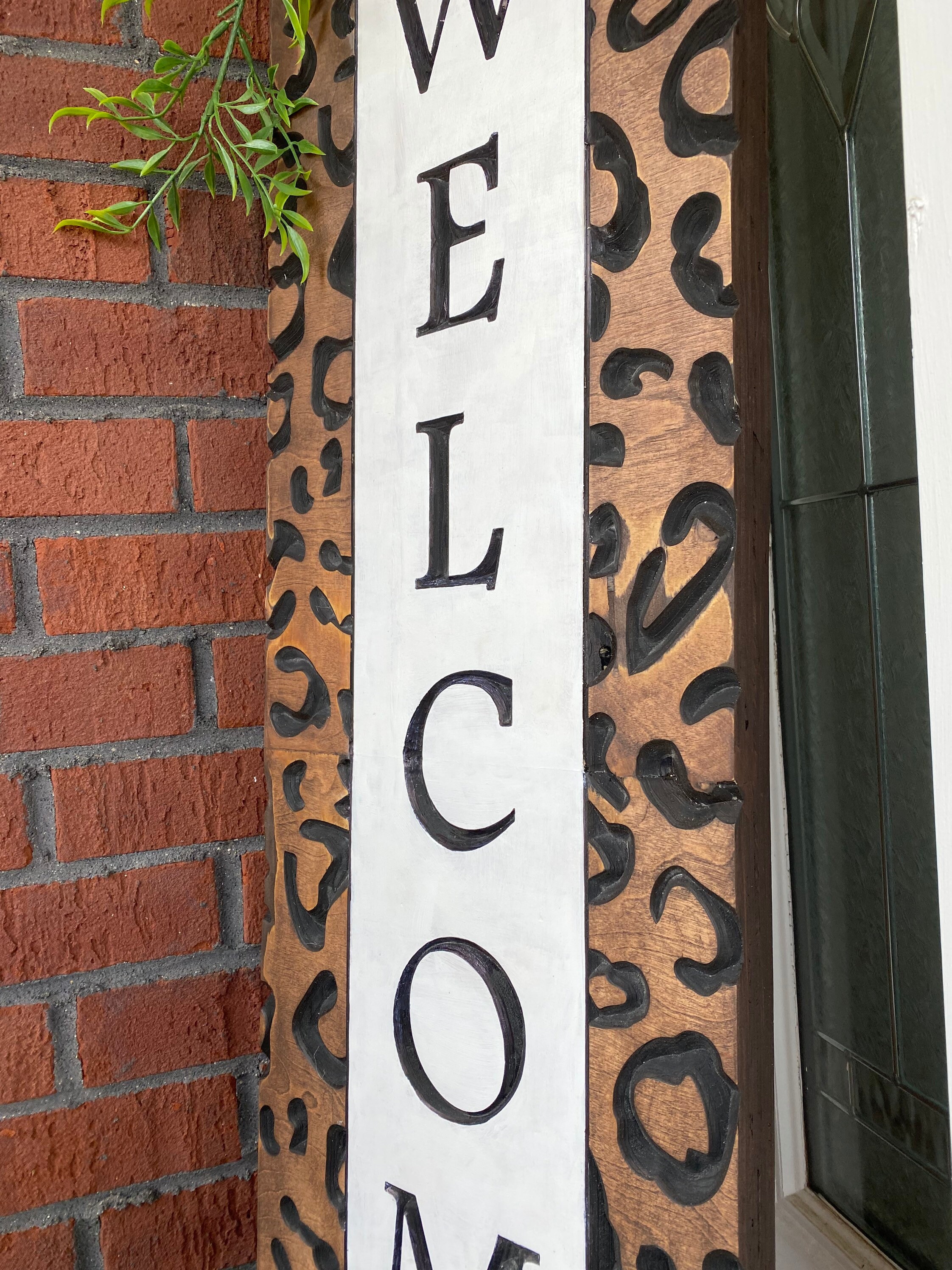 Large Cheetah Print Welcome Sign | Rustic Wooden Porch Decor - Etsy