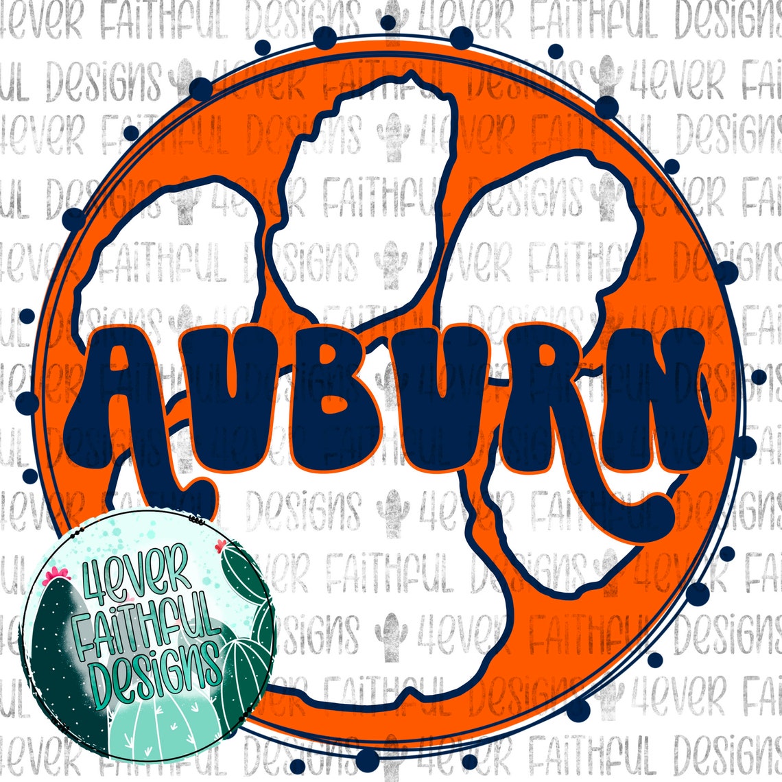 Auburn Tiger Paw Cute Football PNG Auburn Paw PNG Football Etsy