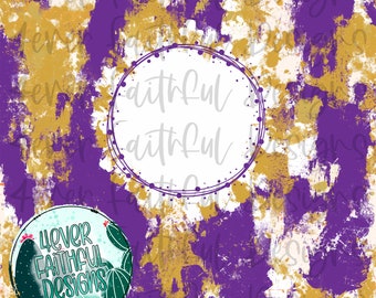 May include: Purple and gold abstract digital paper with a white circle with the word "faithful" written twice inside. A green and white cactus logo with the text "Never Faithful Designs" is in the lower left corner.