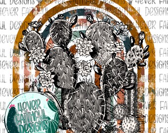 Boho Cactus Rainbow PNG, Desert Cactus PNG, Digital Design, Digital Download, Cactus Leopard Print, PNG digital download, Digital Design