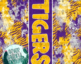 Tigers Tumbler Design, Tumbler PNG, Purple Yellow Tigers Tumbler Design, Sport Tumbler PNG, Tiger Print Tumbler PNG file, Digital Download