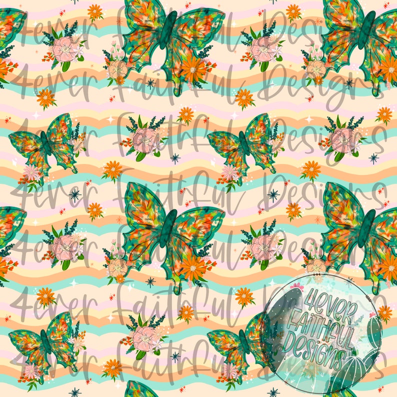 Butterfly Seamless Digital Paper, Floral Digital Paper, Handdrawn ...