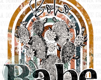 Boho Babe PNG, Desert Cactus PNG, Digital Design, Digital Download, Cactus Leopard Print, PNG digital download, Boho Digital Design