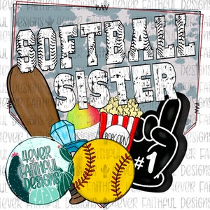 Soeur de softball, chemise de softball mignonne, soeur de softball png, fichier PNG, conception numérique, téléchargement numérique, conception de chemise de baseball