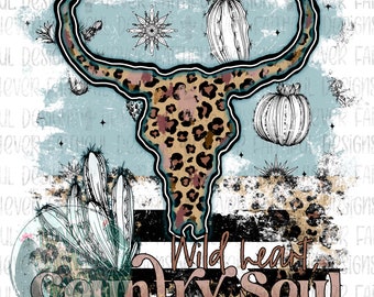 Wild Heart Country Soul, Chemise Western mignonne, Cactus png, Conception numérique PNG, Téléchargement numérique, PNG occidental mignon, PNG du désert