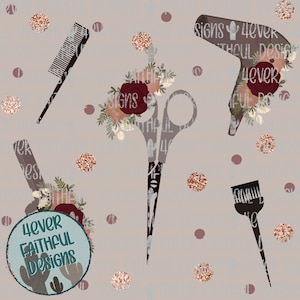 Brauner Floraler Friseur Hintergrund, Friseur Digitales Papier, PNG Datei, Digitaler Download, druckbares Kunstwerk