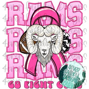 Pink Out Rams PNG, Cute Sport design, October Sports PNG, Football Shirt Design, PNG file, Sublimation Design, Digital Download