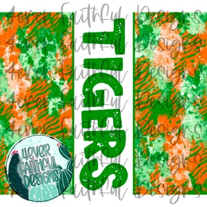 Orange Green Tigers Tumbler Design, Tumbler png, Tiger Print Tumbler Design, Sport Tumbler PNG, Custom Tumbler PNG file, Digital Download