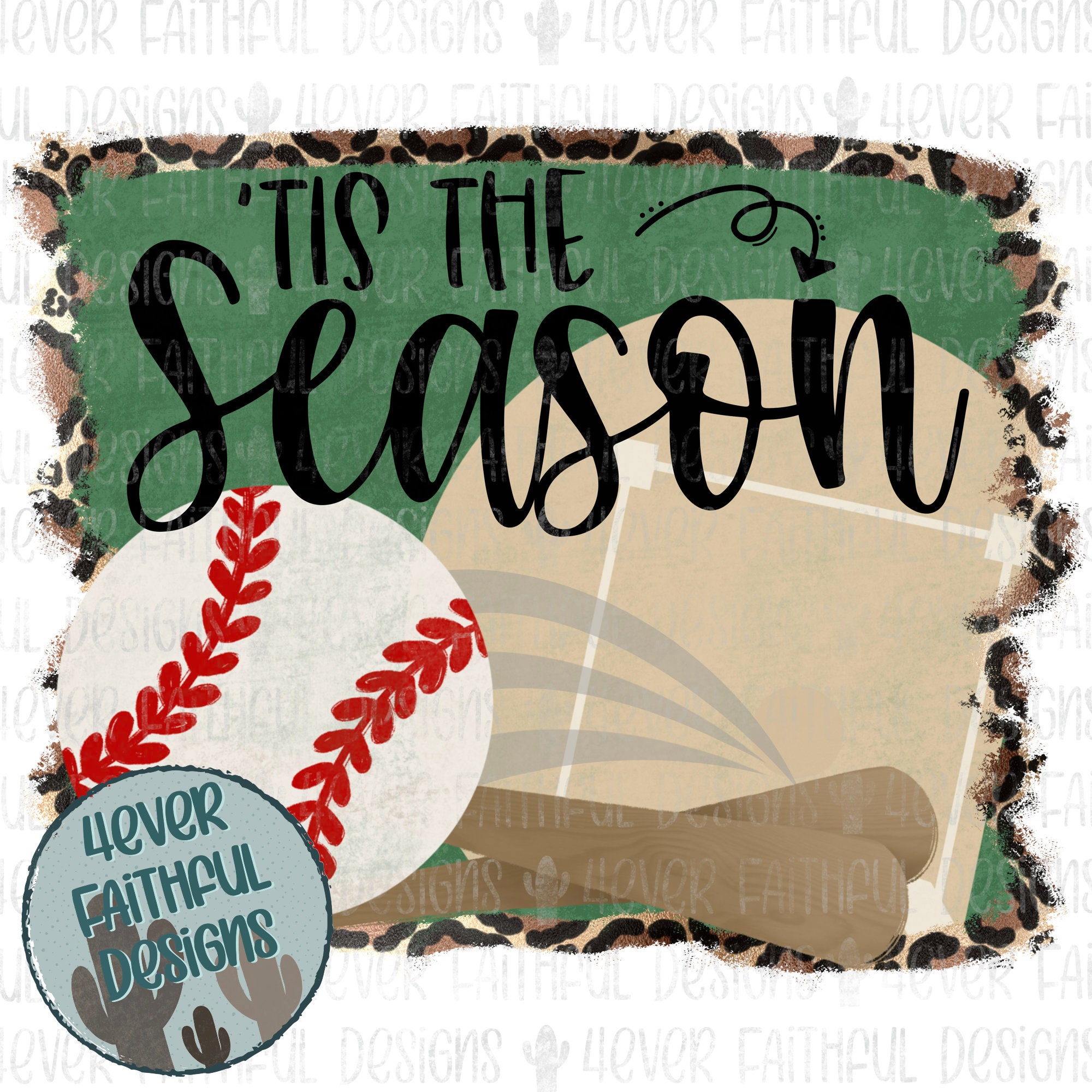 Tis the Season, Cute Baseball Shirt, Baseball with Leopard Print, PNG file,  Sublimation Digital Design, Digital Download