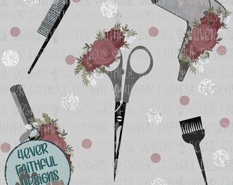 Gray Mauve Floral Hairdresser Background, Hairdresser Digital Paper, PNG File, Digital Download, Printable Artwork