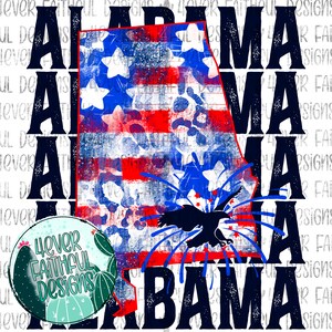 Red White Blue Alabama, Cute State Shirt Design, Alabama Shirt Design, 4 juillet, Patriotic PNG, Sublimation Digital Download
