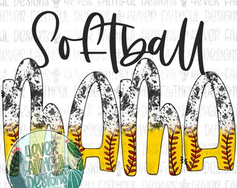 Softball Mama PNG, Softball Mama Bundle, Cute Softball Shirt Design, Softball with Cow Print, PNG file, Digital Design, Digital Download