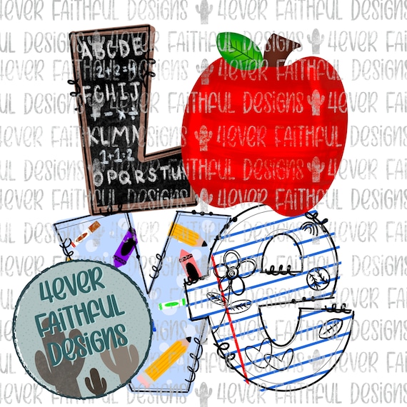 Love School Digital Design, Teacher Shirt Design, School Love Sublimation, PNG file, Sublimation Digital Design, Digital Download