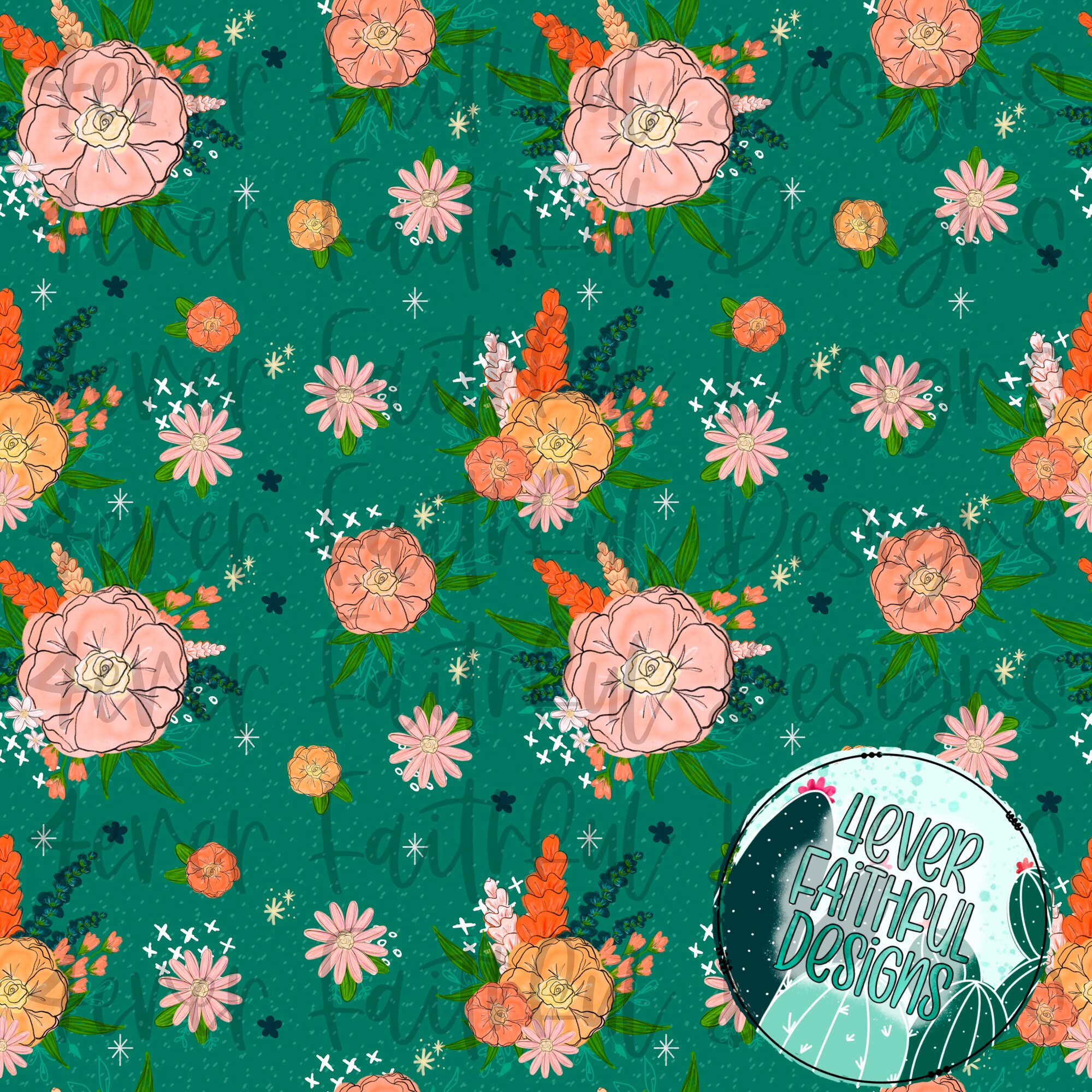 Floral Seamless Digital Paper, Floral Digital Paper, Hand Drawn Digital ...