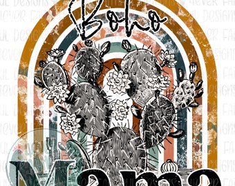 Boho Mama PNG, Desert Cactus PNG, Digital Design, Digital Download, Cactus Leopard Print, PNG digital download, Boho Digital Design