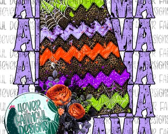Halloween leopard Alabama, Cute State Shirt Design, Alabama Shirt Design, Fall, Halloween PNG, Sublimation Digital Download