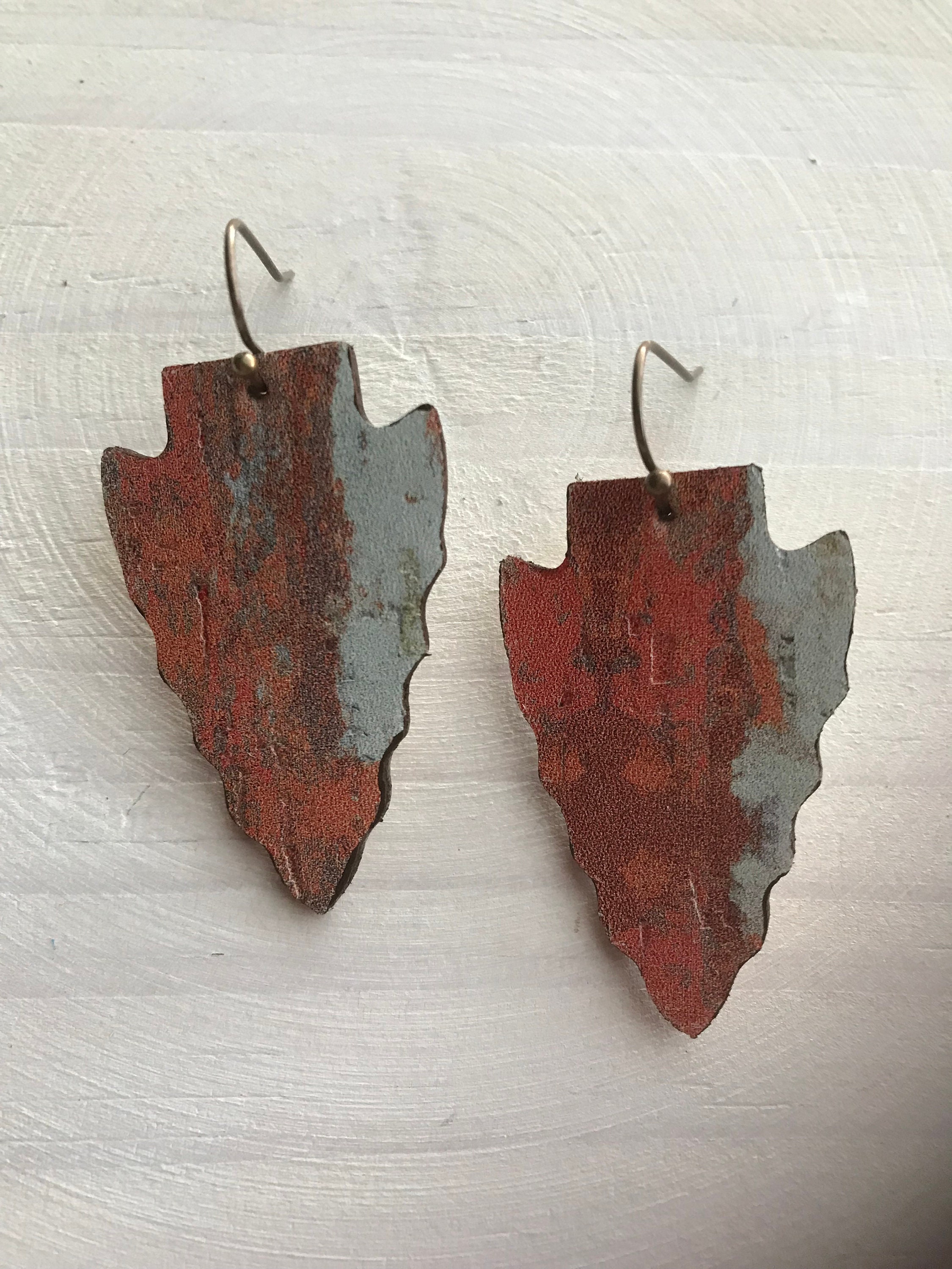 Mother’s Day gift for mom southwestern style Arrowhead earrings third anniversary gift for wife die cut cork leather