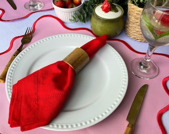 Red Linen Napkin, Vibrant Dining Table Accent