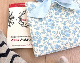Blue Floral Quilted Bow Bible Sleeve | Cotton Bible Cover | Christian Gift for Women | Quilted Book Sleeve with Bow Closure  Free Shipping