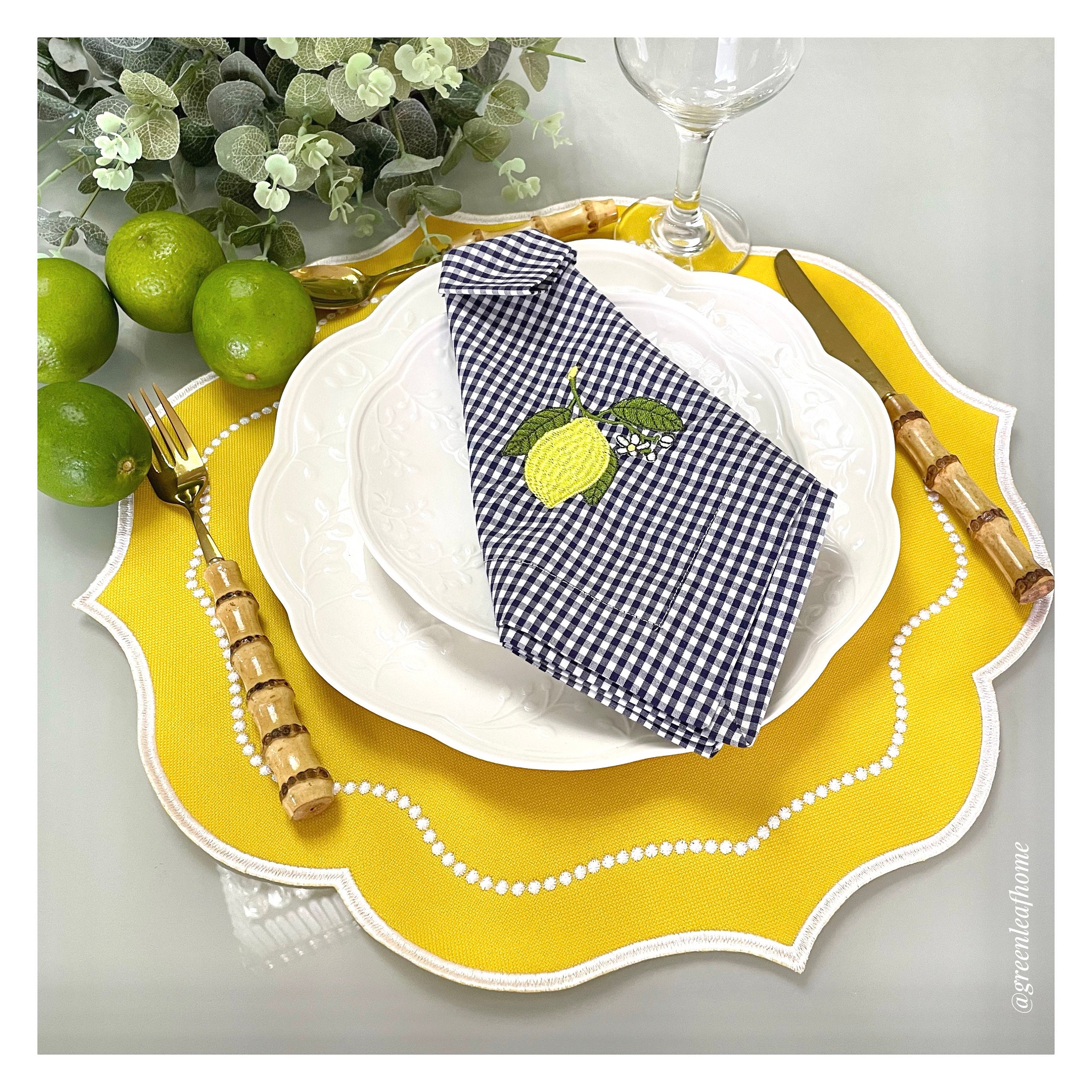 Yellow Scallop Edge Placemats Washable Polyester Spring Etsy