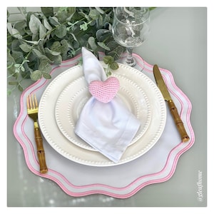 White Polyester Placemat with Light Pink Trim - 15&quot; Square