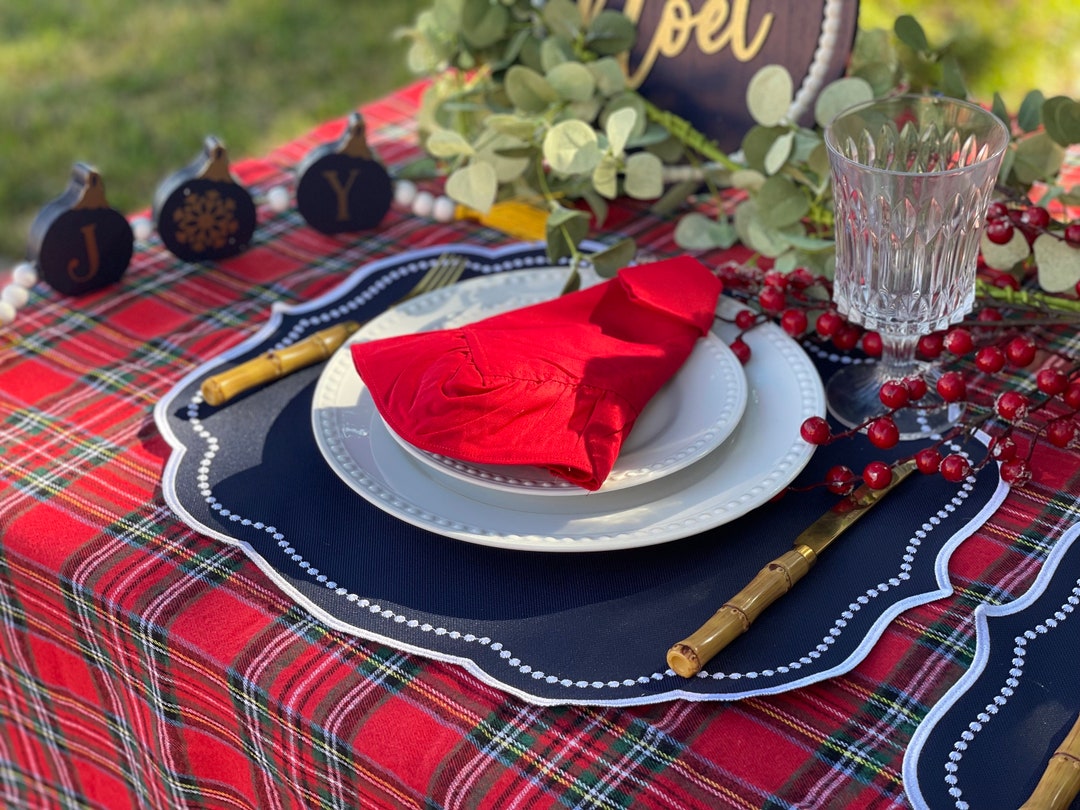 Navy Blue Scalloped Edge Placemat Etsy