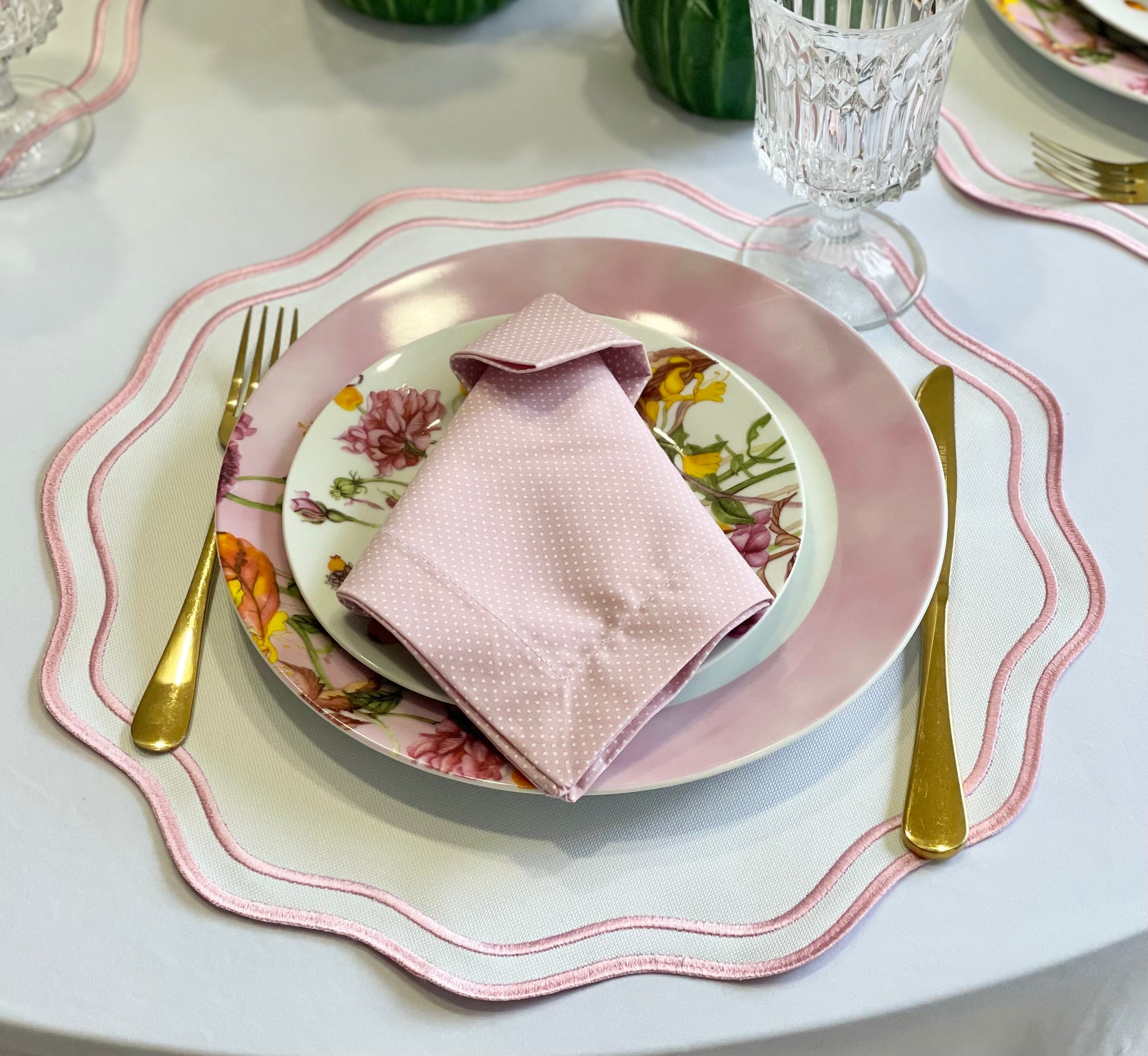 Set De Table Rectangulaire En Boutis Rose Festonné 35x50 CM - Cocoon Bis