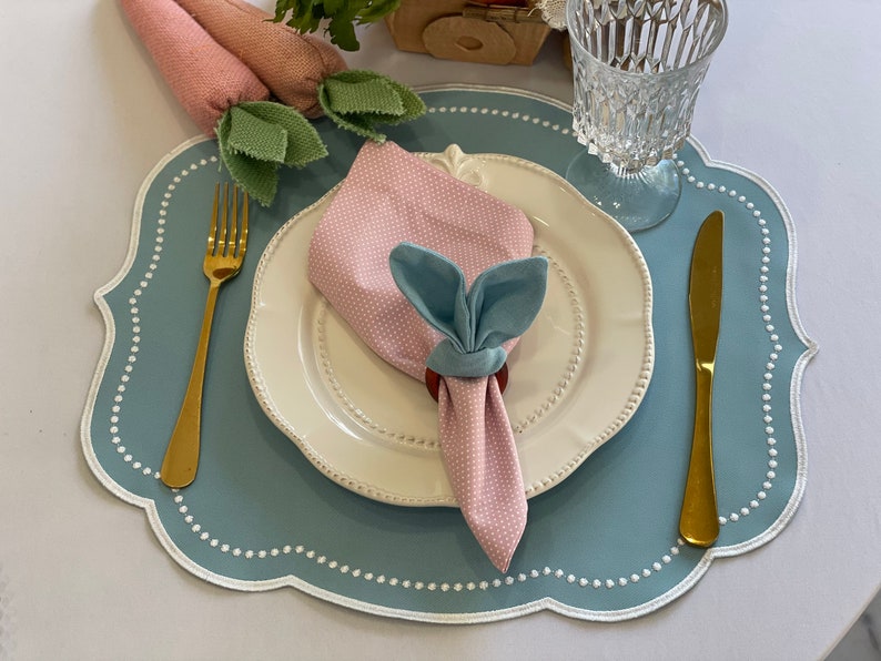 Placemat/ Beautiful Waterproof Light Blue and White Placemat/ Etsy