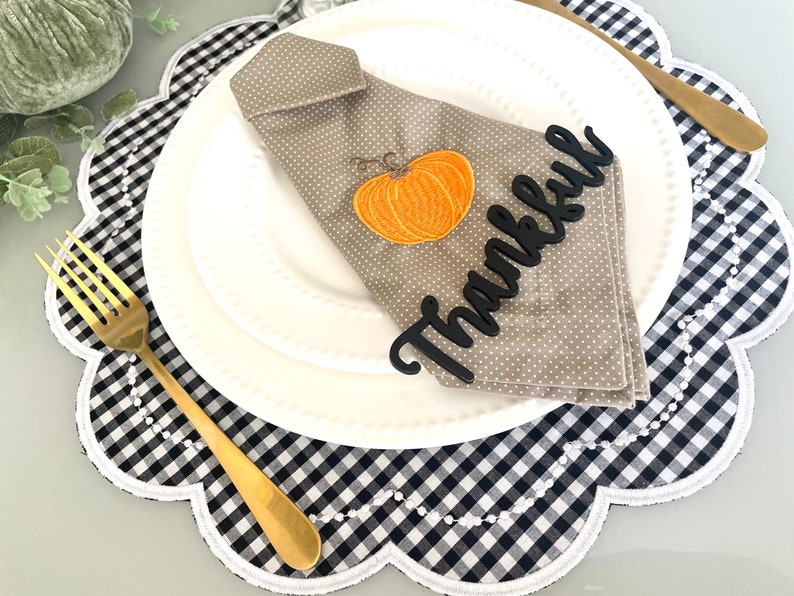 Placemats Double Sided/ Round Black and White Placemat / Etsy