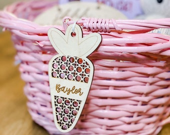 Easter Rattan Wicker Basket Tag, Personalized Easter Basket Tag, Custom Easter Tag, Easter Wood Tag, Personalized Name Tag, Easter Decor