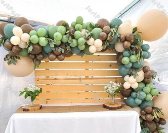 153pcs Coffee Balloons Arch Garland Kit Wedding Decoration Sage