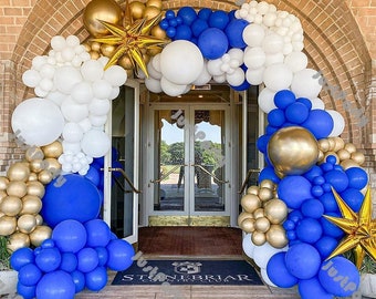 140/278pcs Matte Dark Blue Balloon Garland Boy Birthday Party Decoration White Chrome Gold Balloon Arch Kit DIY Baby Shower Wedding Supplies