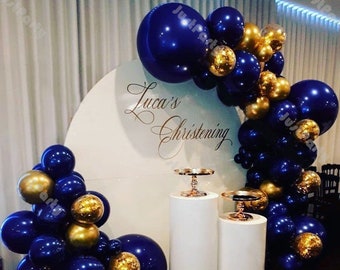 80pcs Navy Blue Balloons Garland Arch Gender Reveal Party Decoration Chrome Gold Balloon Arch Garland Wedding Anniversary Baby Shower Decor