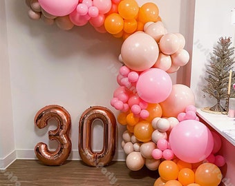 129pcs Pink and Orange Balloon Garland Kit Blush Citrus Balloon Arch Summer Birthday Party Decoration Anniversary Baby Shower Decor Supplies