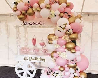 111pcs Doubled Stuffed Pink Balloon Garland Pink Girl Birthday Decorations White Gold Balloon Arch Wedding Baby Shower Bridal Shower Decor