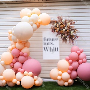 98pcs Doubled Cream Peach Macaron Hot Pink Balloon Garland Arch Kit Wedding Anniversary Supplies Baby Shower Birthday Party Decoration