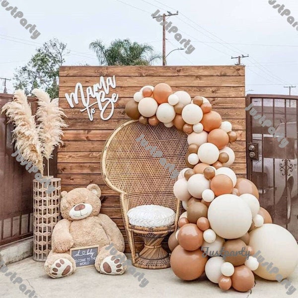 87pcs Natural Sand Color and Mocha Brown Neutral Balloon Garland Arch Baby Shower Decorations Birthday Party Wedding Bridal Shower Supplies