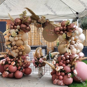 81/157pcs Doubled Dusty Pink Cream Peach Apricot Chrome Rose Gold Balloon Garland Arch Kit DIY Wedding Baby Shower Birthday Party Decoration