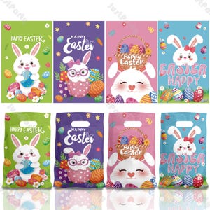 Personalized Easter Cartoon Snack Bags Easter Chip Bag Pouch Easter Gift Egg Hunt Bag for Easter Candy Wrapper Bag Easter Bunny Goodie Bag