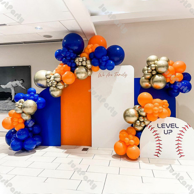 Paready Orange Balloon Arch, 120 Pcs Balloon Arch Garland, 18/12/10/5 Inch Sand White Confetti Blue Balloons For Birthday Party Decorations