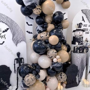106pcs Halloween Balloon Garland Smoke Brown Black Bat Stickers Fall Baby Shower Gender Reveal Birthday Party Supplies Horror Festival Decor