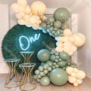 105pcs Dusty Green Macaron Yellow Balloon Garland Arch Kit Wedding Supplies Baby Shower Birthday Party Anniversary Engagement Decoration