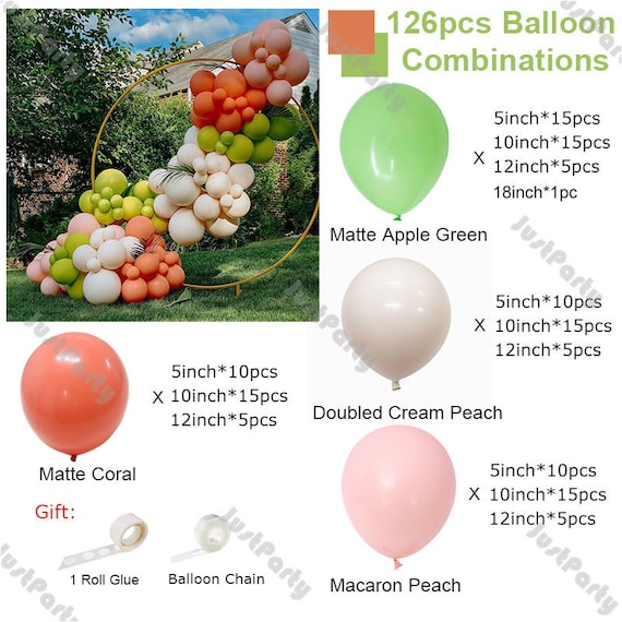 126pcs Matte Coral Doubled Cream Peach Balloon Garland Wedding
