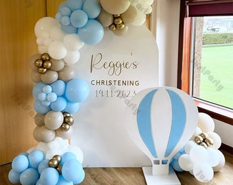 112pcs Blue Sand White Gold Balloons Garland Matte Latex Balloon Arch Kid Baby Shower 1st 2nd Birthday Party Baptism Christening Decoration