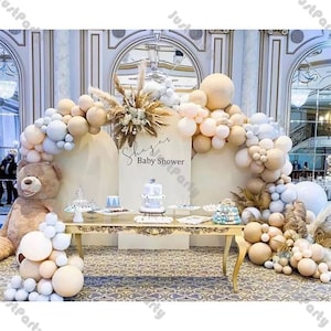 162pcs Brown Doubled Apricot Blush Beige Balloons Garland Arch Kit Blue Birthday Decoration Baby Shower Decorations Party Wedding Supplies