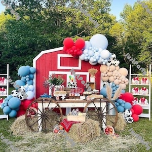 151pcs Farm Themed Balloon Garland DIY Cow Print Balloon Arch Boho Wedding Cowboy Cowgirl Giddy Up Country Barn Balloon First Birthday Decor