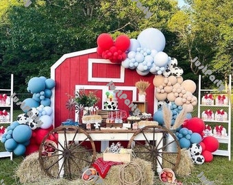 151pcs Farm Themed Balloon Garland DIY Cow Print Balloon Arch Boho Wedding Cowboy Cowgirl Giddy Up Country Barn Balloon First Birthday Decor