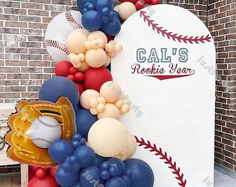 112pcs Matte Navy Blue Red Blush Balloons Garland Arch Kit Baseball Boy Birthday Decoration Baby Shower Decor DIY Rookie of The Year Party