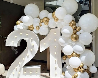 104pcs Matte White and Chrome Gold Balloon Garland Arch Kit Wedding Decoration Bridal Shower Engagement Baby Shower Birthday Party Supplies